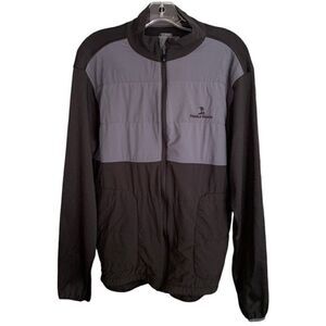 Pebble Beach Black & Gray Quilted Water Wind Resistant Zip Up Jacket Sz M